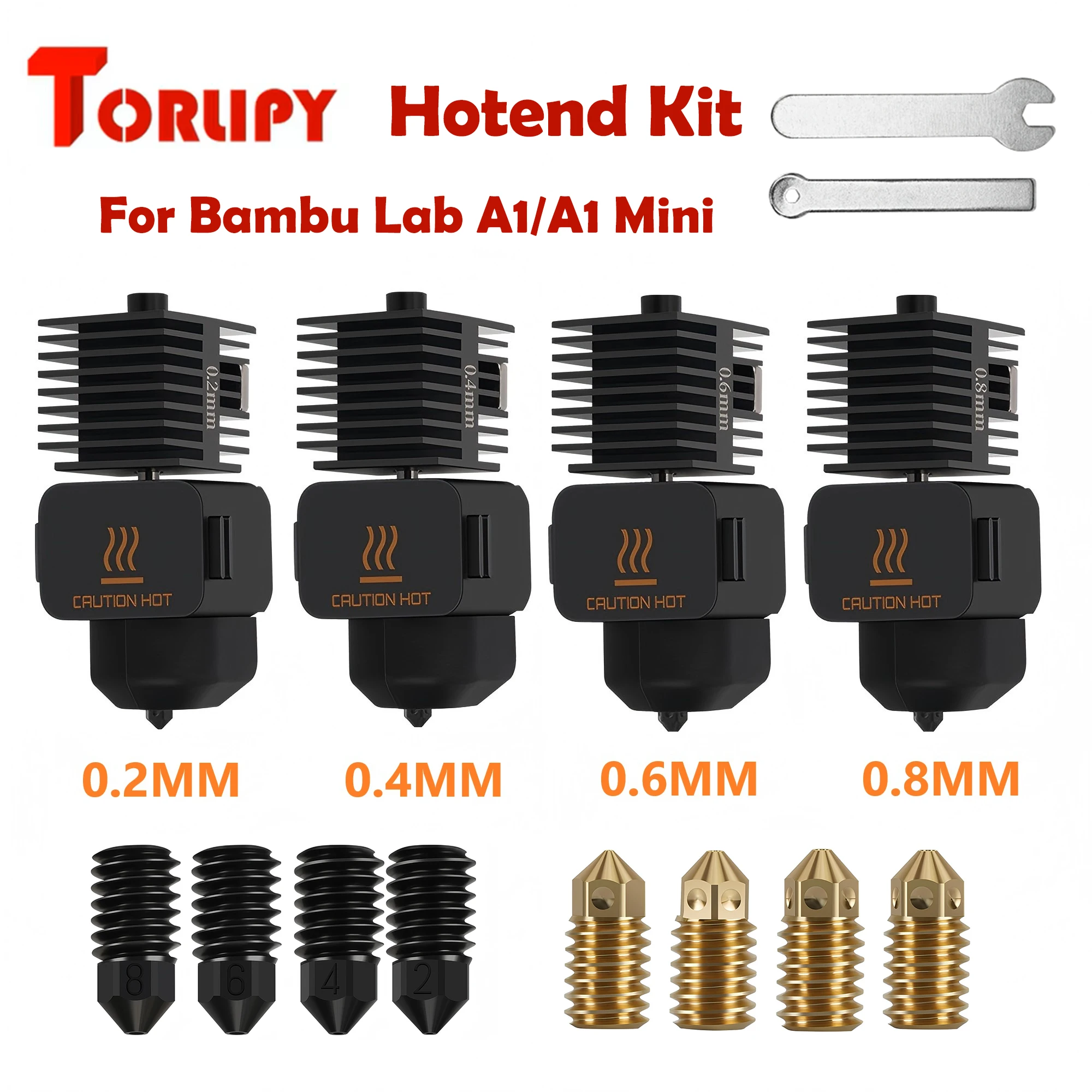 Фото Комплект Hotend для Bambu Lab A1/A1 Mini, быстрая скорость, сборка горячего конца, 0,2/0,4/0,6/0,8 мм, сопло из закаленной стали, часть 3D-принтера №1