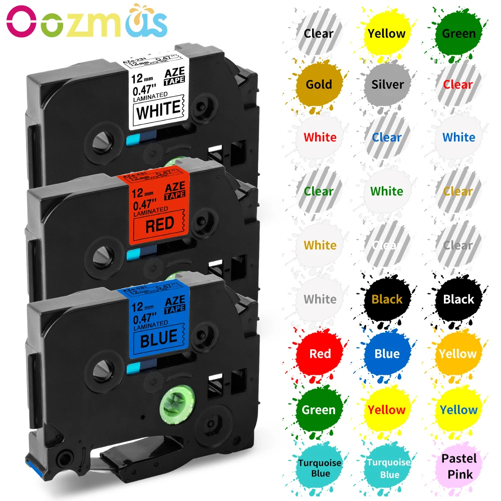 

Oozmas TZ231 12mm Ribbion Label Tapes Compatible for TZe-221 TZ131 211 231 241251 261 811 Brother P-TOUCH 110 TZE Label Maker