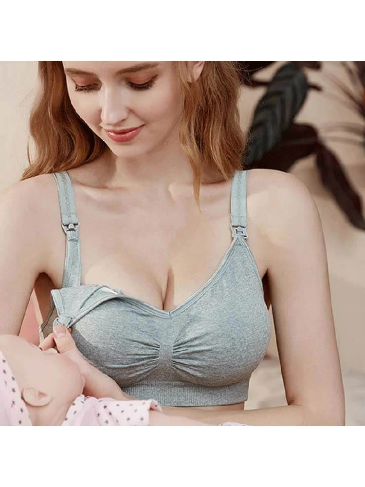 

Plus Size Maternity Bra Breastfeeding Baby Moms Feeding Nursing Bras Pregnant Women Wire Support Seamless Cotton Breast Padded