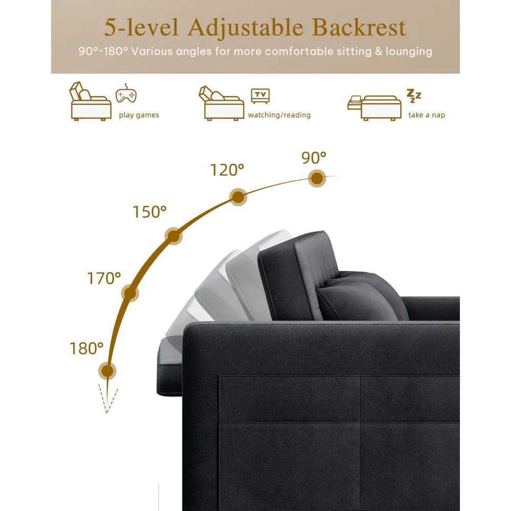 Современный двухместный диван-кровать для гостиной диван-футон 3-в-1 с откидной