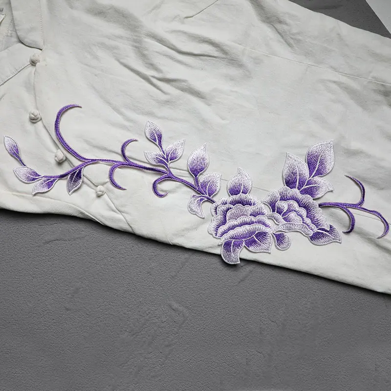 Фиолетовая бабочка комбинированная вышивка искусственный Ципао украшение