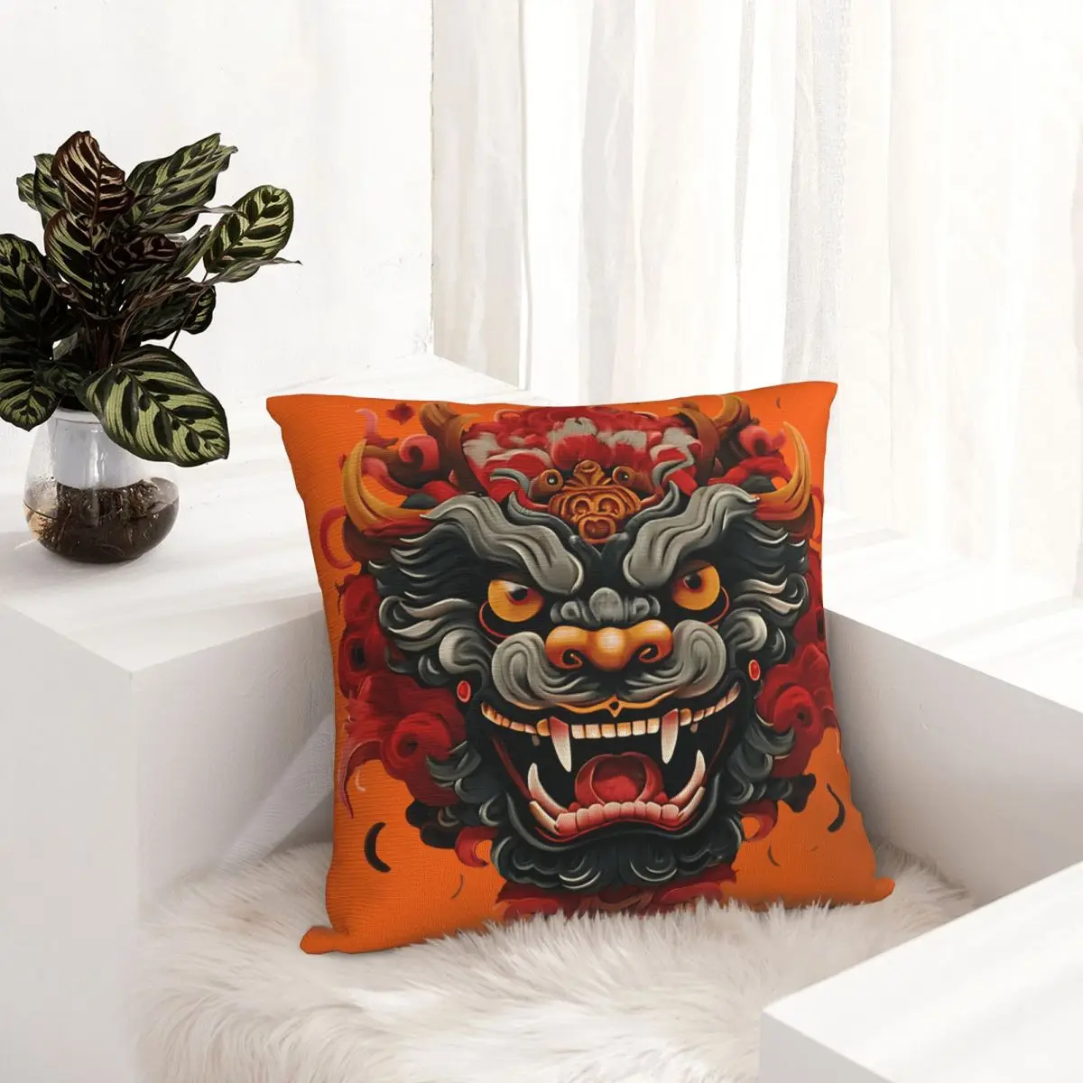 Наволочка с принтом в виде собаки яркого дракона 45x45 см