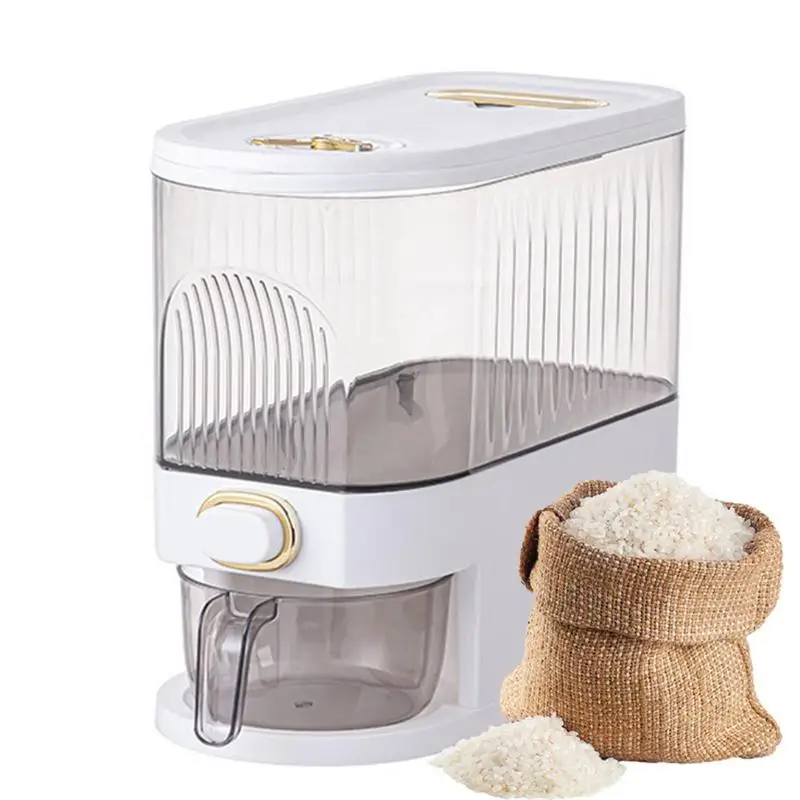 

Rice Dispenser Airtight Rice Storage Organizer Time Pointer Design Grain Storage Container Cereal Dry Food Bucket Kitchen Gadget
