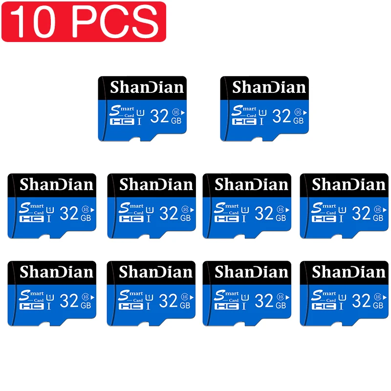 

10/PCS 100% Original ShanDian 64GB SD Card Class 10 TF Card 32GB 64GB 128GB Up to 98MB/s Memory Card for Phone Tablet Flash Card