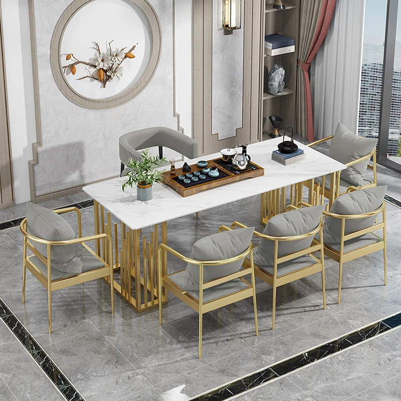 

Waterproof Modern Dining Table Onement Legs Metal Hot Plate Nail Library Dining Table Dressing Coffee Centre Esstische Furniture