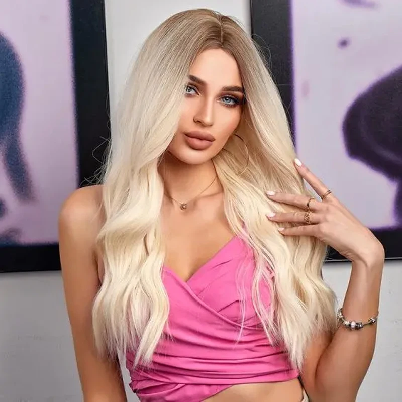 Синтетические парики Длинные светлые для женщин Вьющиеся волосы с темными