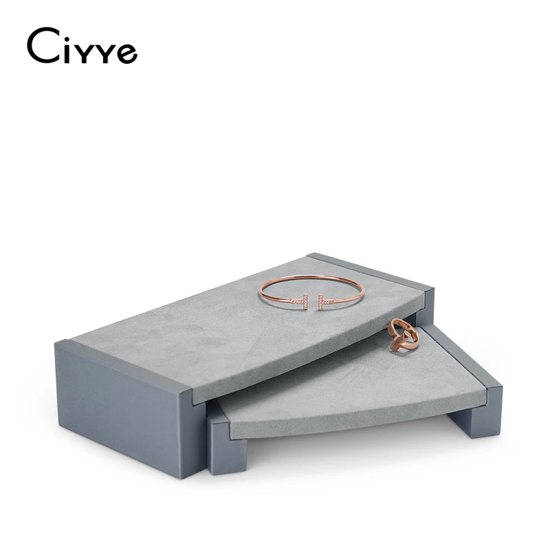 

Ciyye Microfiber PU Leather Jewelry Display Stand 2pcs/set for Ring Bangle Necklace Jewelry Accessories Showing Shelf
