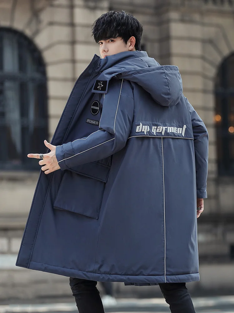 Down Jacket Men's Mid-Length Handsome Fashion Brand Thickened Winter Parka Overalls