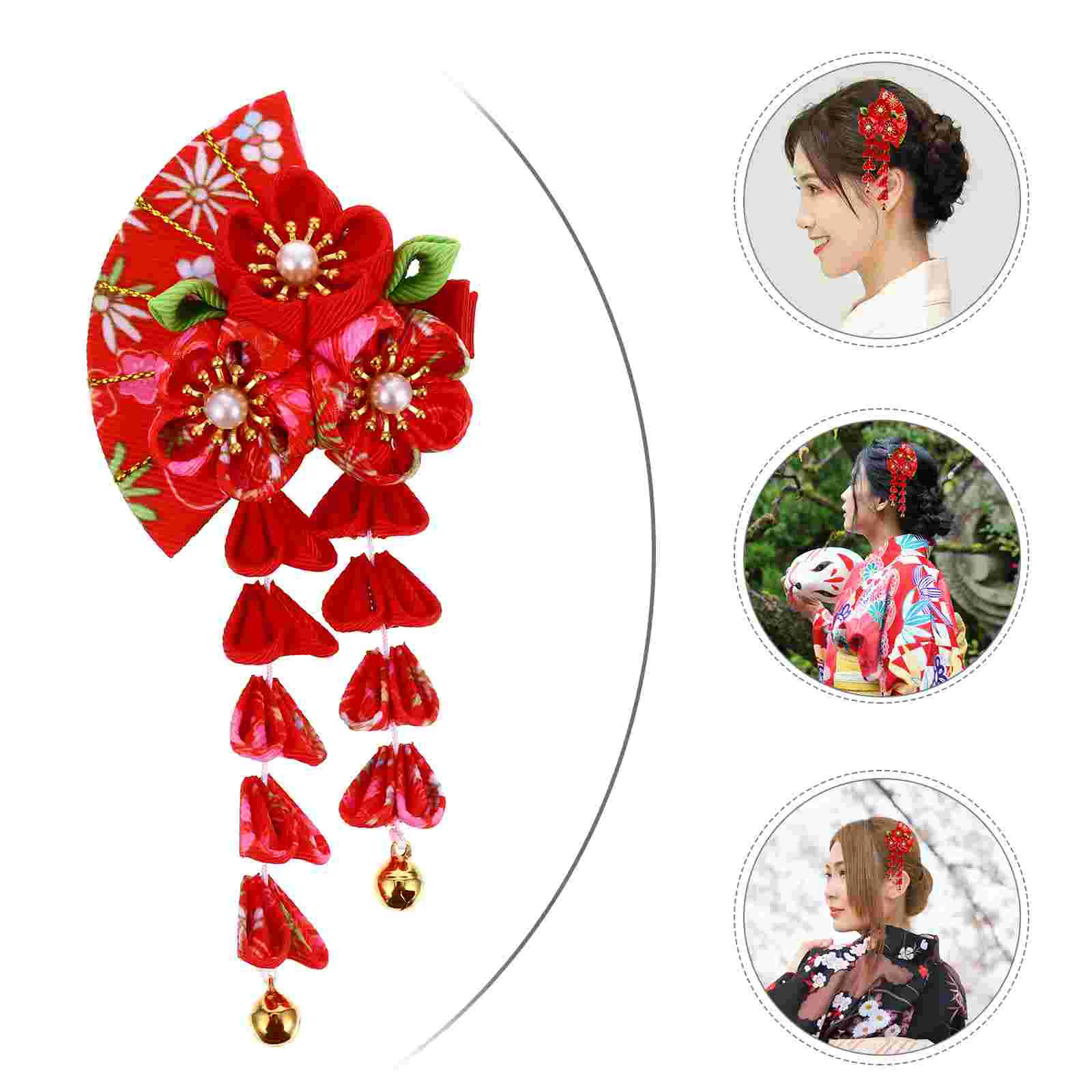 

Hair Japanese Clip Accessories Tassel Flower Hairpin Pin Kimono Kanzashi Style Clips Chinese Hanfu Headdress Fan Asian Geisha