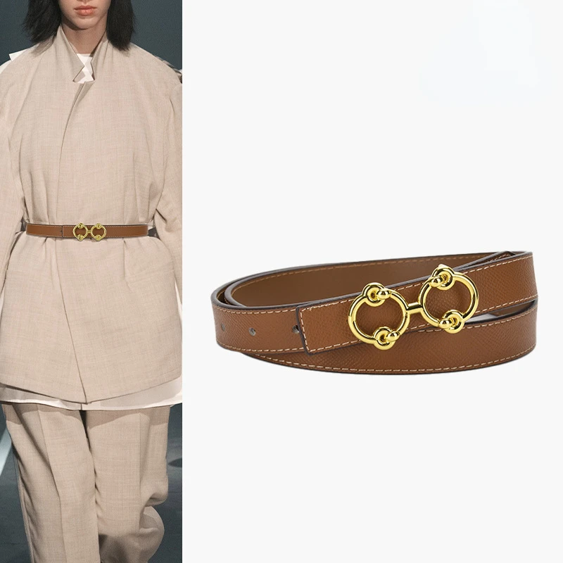

Luxury Women's Belt Personalized Fashion Women's Dress Versatile Decoration Genuine Leather Belt Double Sided Use New Style