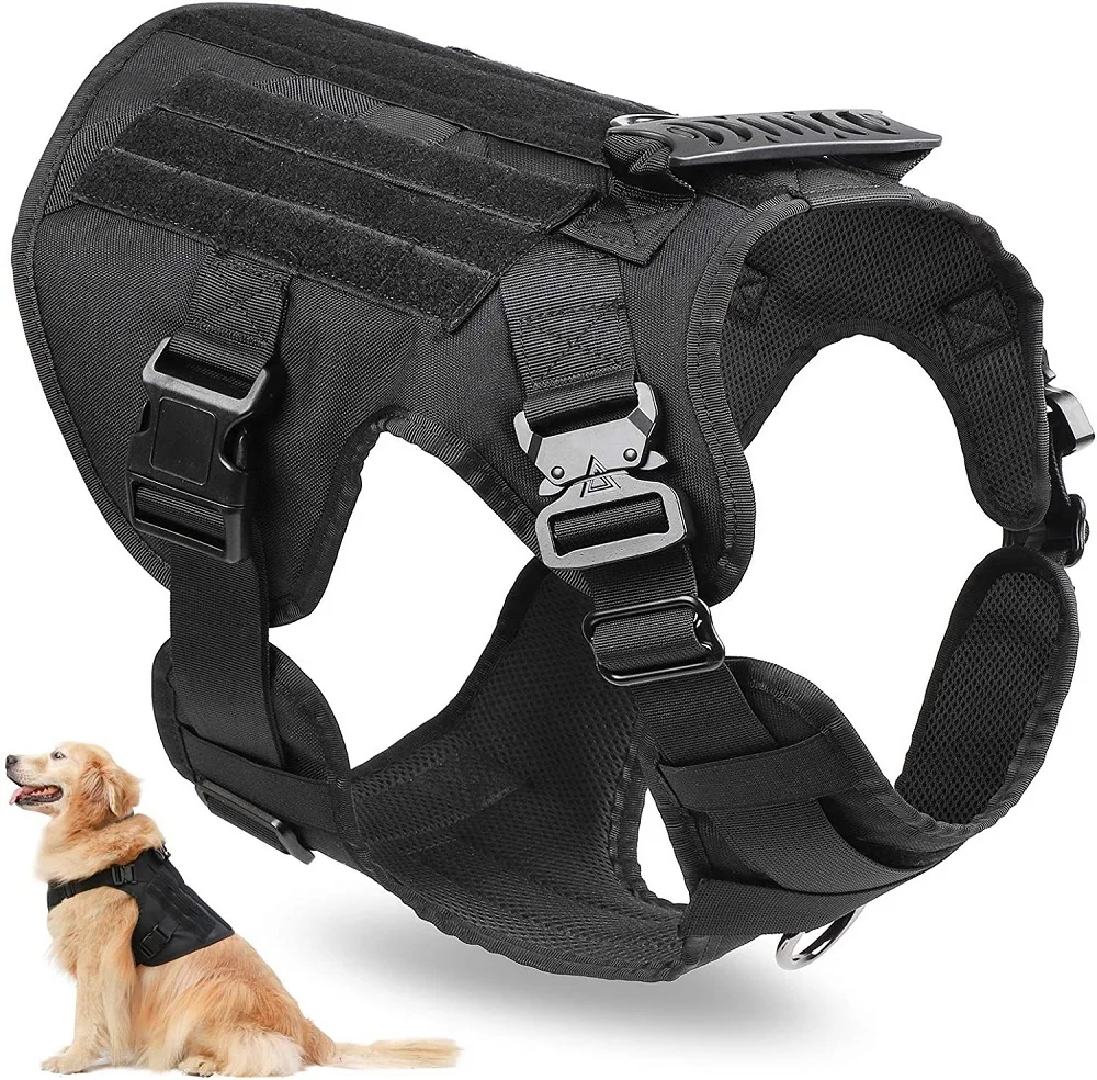 

Military Tactical Dog Harness and Leash Set Heavy Duty K9 Dog Vest Clothing Service Dog Training Accessories MOLLE Pet Supplies