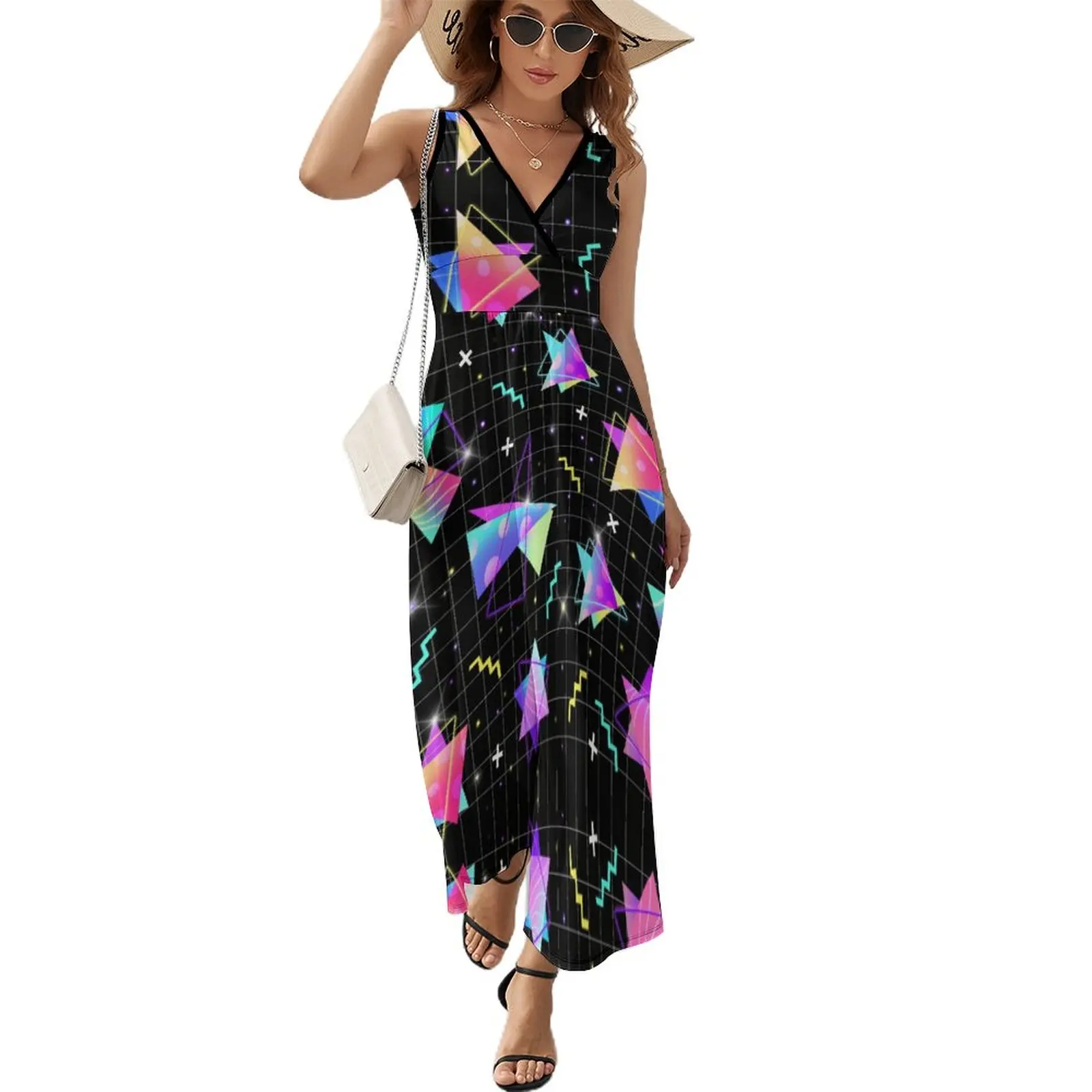 

Женское платье макси в стиле ретро 1920-х годов, сексуальное длинное платье без рукавов с V-образным вырезом в стиле бохо, пляжные длинные платья по индивидуальному заказу