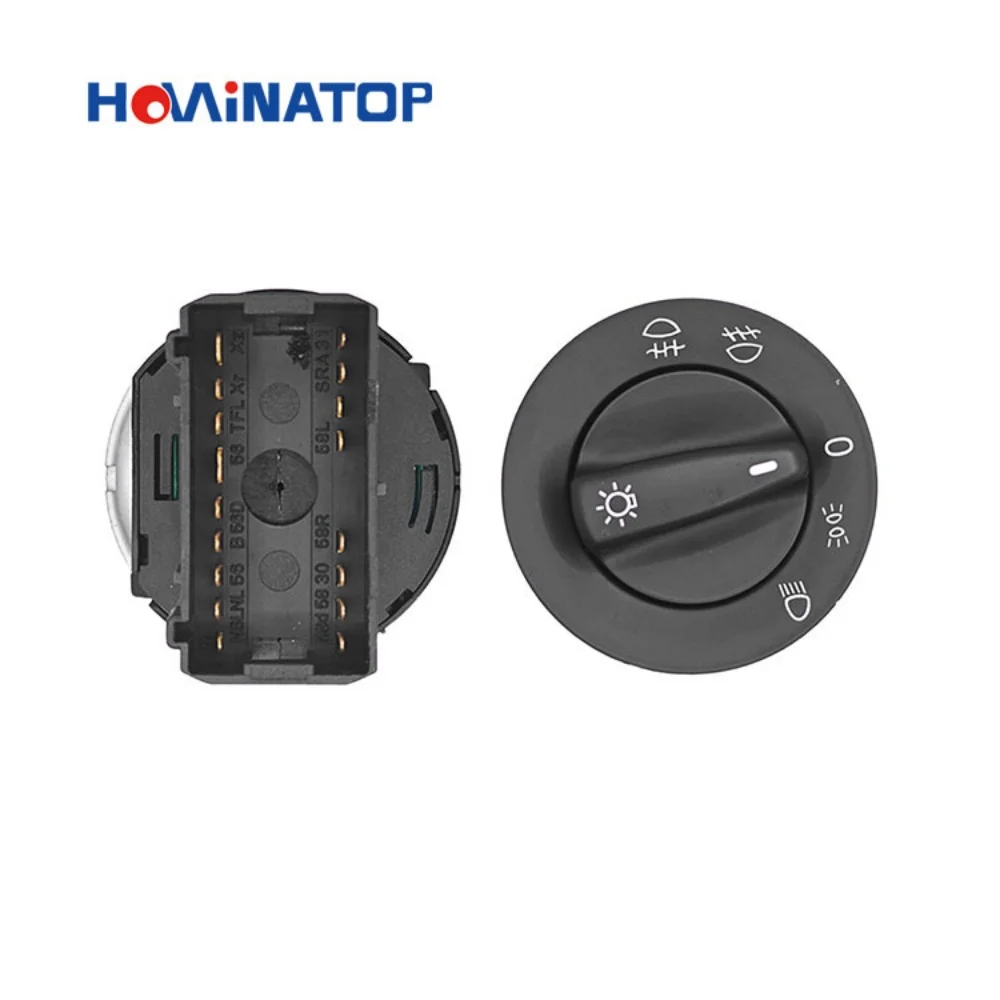 Фото HOWINATOP 1C0941531A 17-контактный 3-позиционный переключатель управления фарами с красной подсветкой для VW Golf Mk4 Bora Passat B5 98-05, замена OEM №4