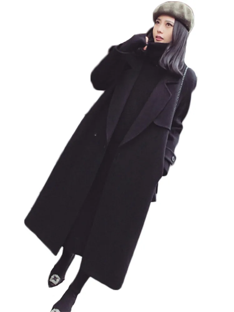 

Spring New Women's Clothing Ladies Temperament Slim Thin Mid -length Woolen Coat Female Fashion Trendy Jacket With Belt N1540