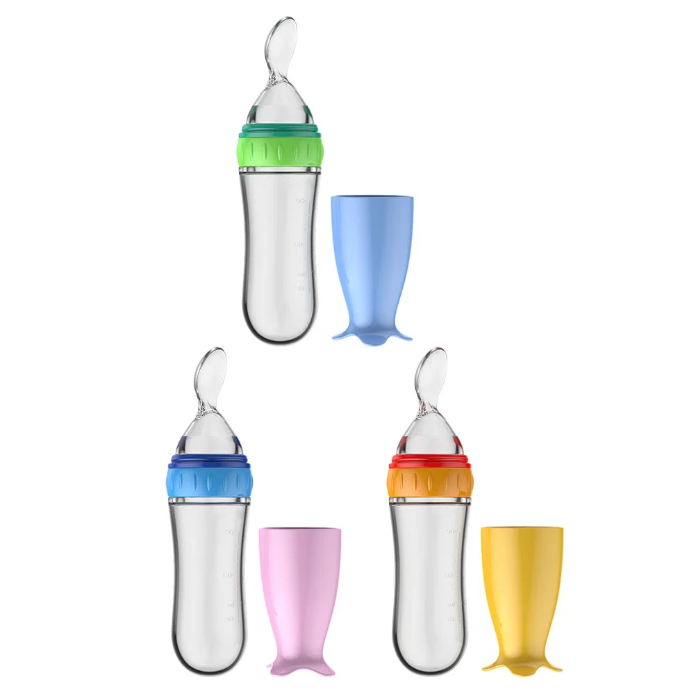 

3 Pcs Rice Paste Spoon Bottle Cereal Feeder Silicone Baby Infant Feeding Baby Food Container Containers Kids Nursing