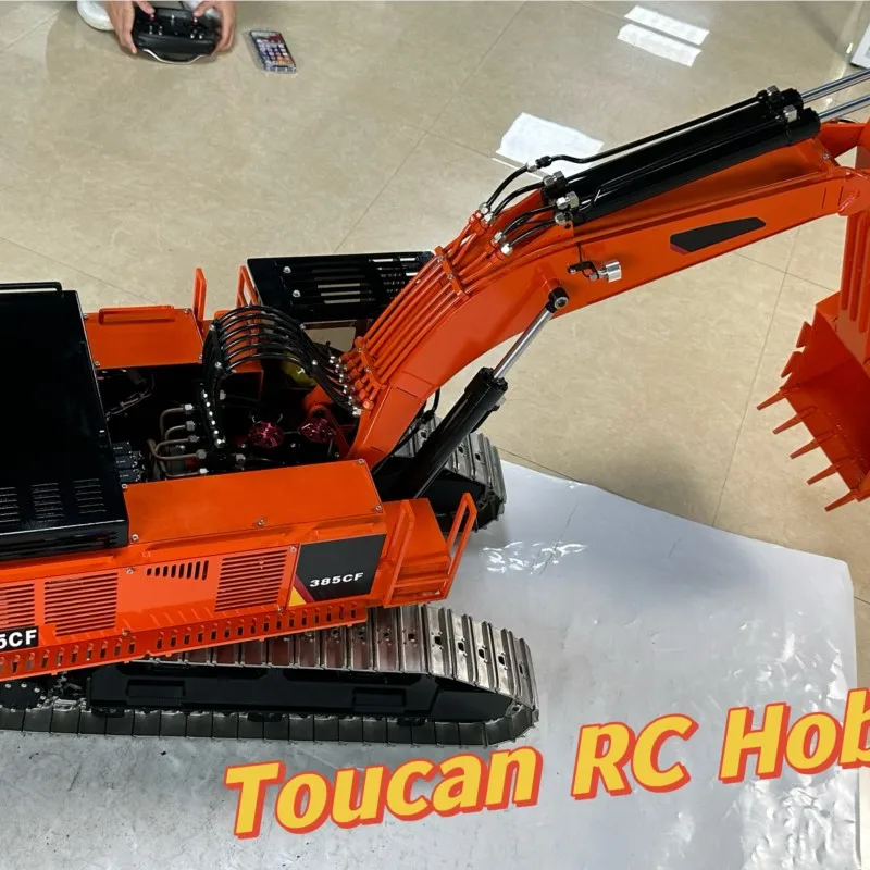 Фото Металлический рыхлитель 1/8 для гигантского экскаватора 385CF RC, тяжелый экскаватор с дистанционным управлением, 2 вращающихся редуктора, модель с системой подсветки, игрушка №4