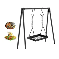 charcoal outdoor bbq hanging fire pit swing barbecue grill hanging tripod cooking grill