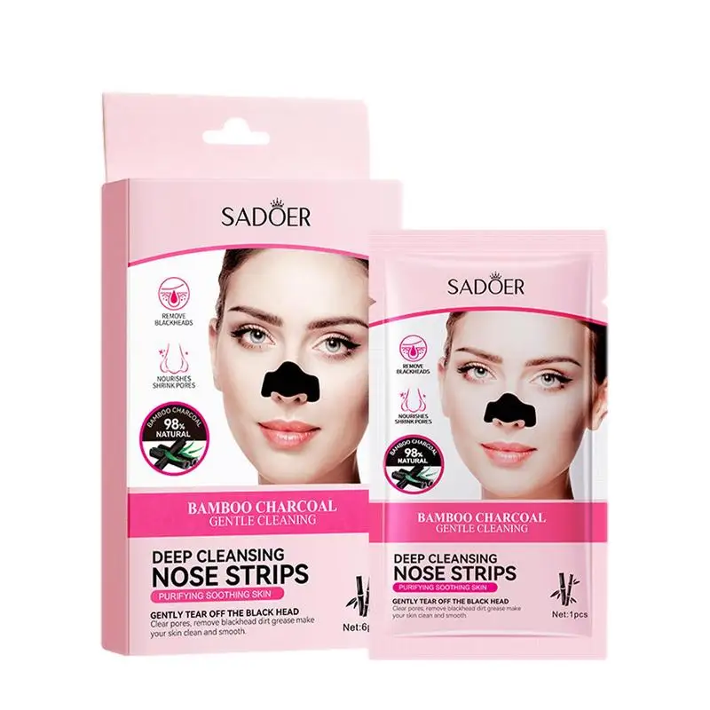

Nose Patches Charcoal Nose Strips 6pcs Pore Minimizer Deep Cleansing Nose Patches Bamboo Charcoal Blackheads Reducing Patches