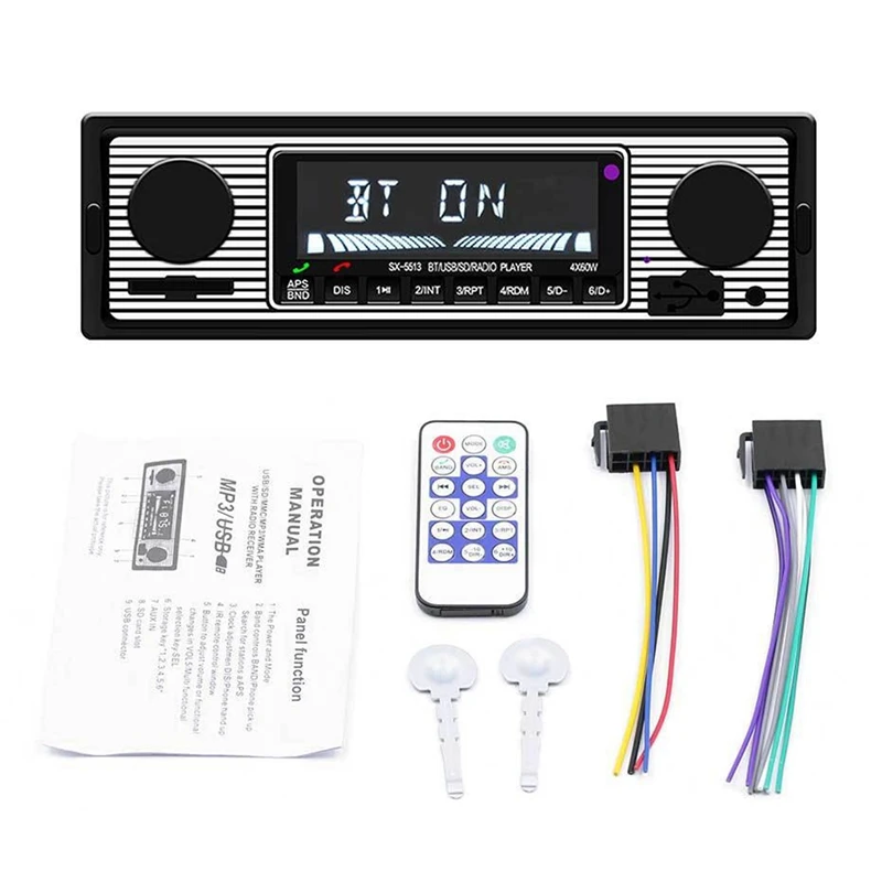 

Автомобильный mp3-плеер 1 DIN, в стиле ретро, с Bluetooth, USB, SD, AUX, FM