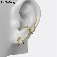 tirnanog design unique shape of the snake ear cuffs ear clip earrings women fashion simple punk false cartilage jewelry gifts