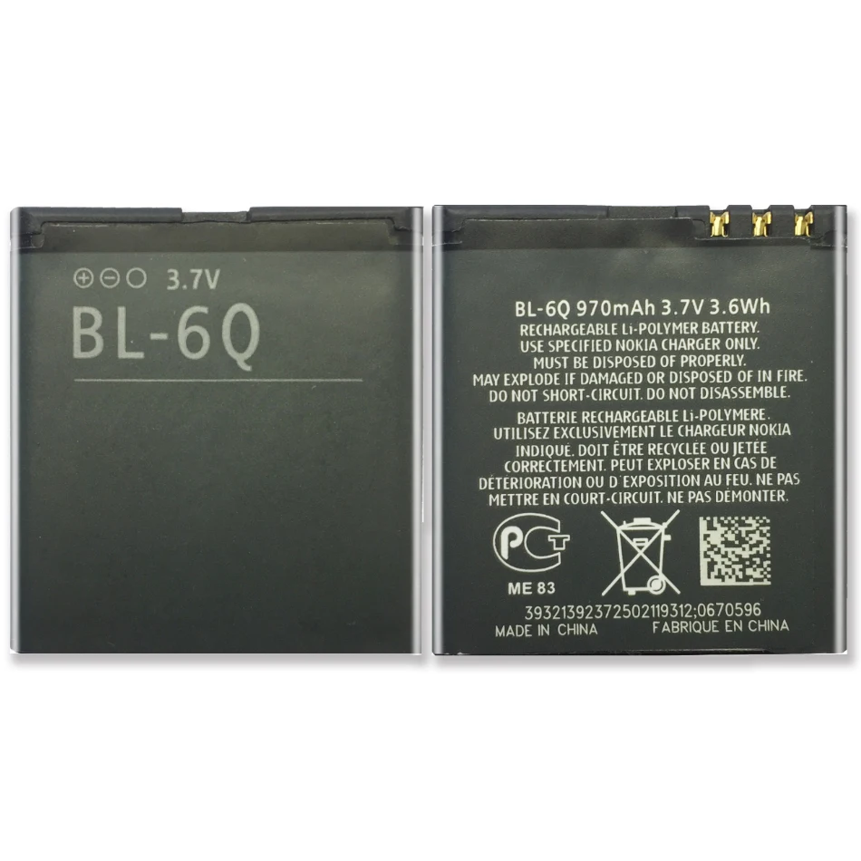 

100% New Batterie BL-6Q BL 6Q BL6Q Replacement Battery For Nokia 6700 Classic, 6700C Brand Phone Battery Li-polym Bateria +Tools