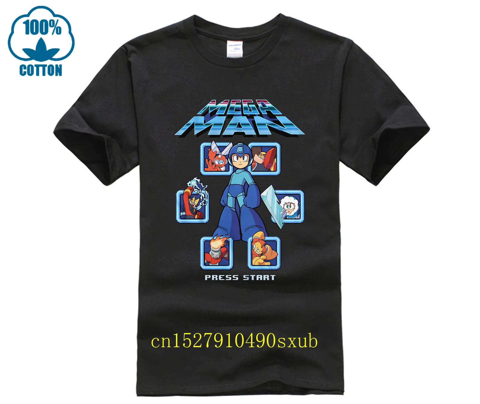 Mega Man Select Screen Remix Capcom Gamer Licensed Adult T Shirt Tee Casual Short Sleeve Print