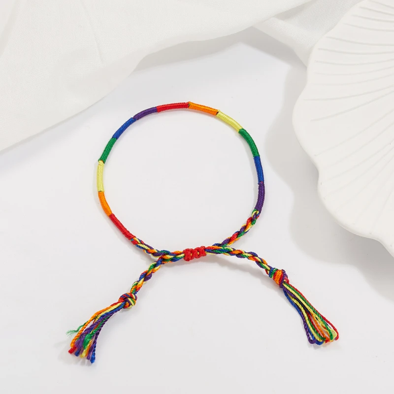 50 Pieces LGBT Rainbow Rope Bracelets For Couple Gay Women Men Handmade Woven Braided String Friendship Lover Pride Wristband