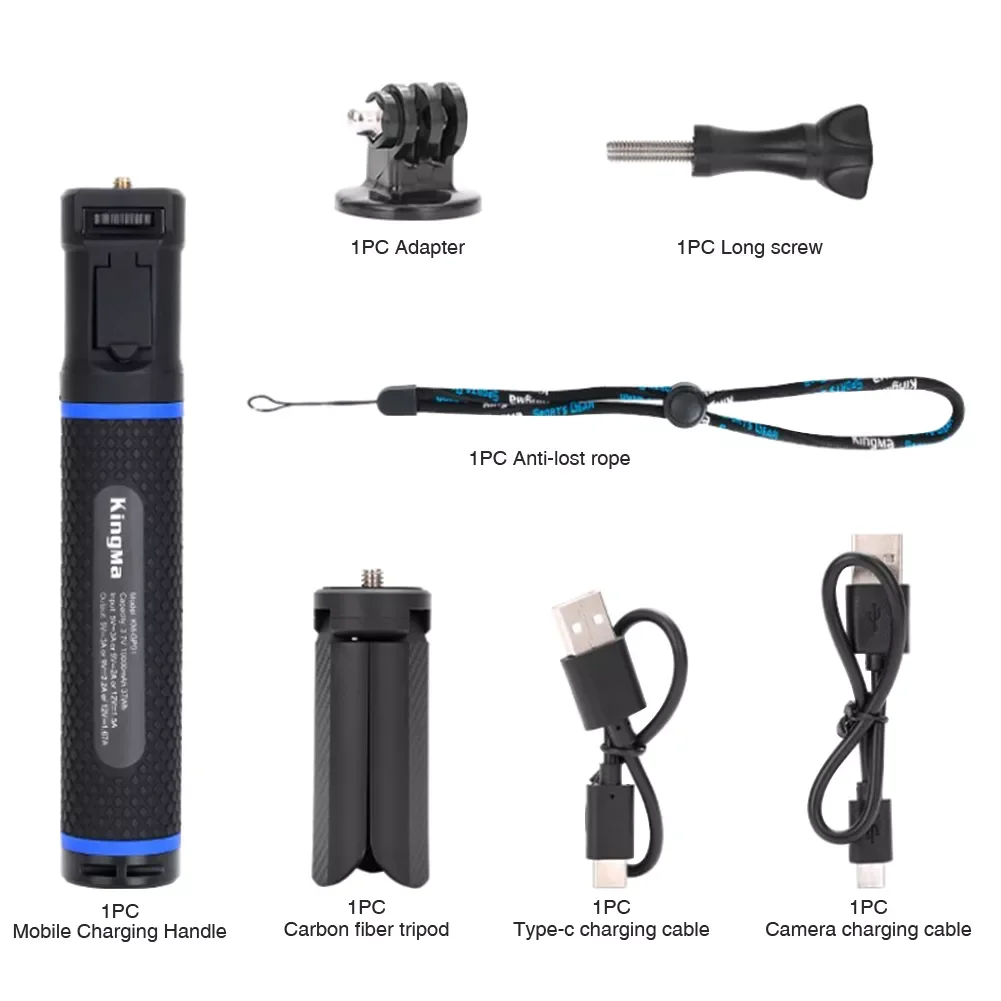 

1000mAh Mobile Charging Handle Portable Large Capacity Practical Power Bank Easy Carry With Tripod Photographers Selfie Stick