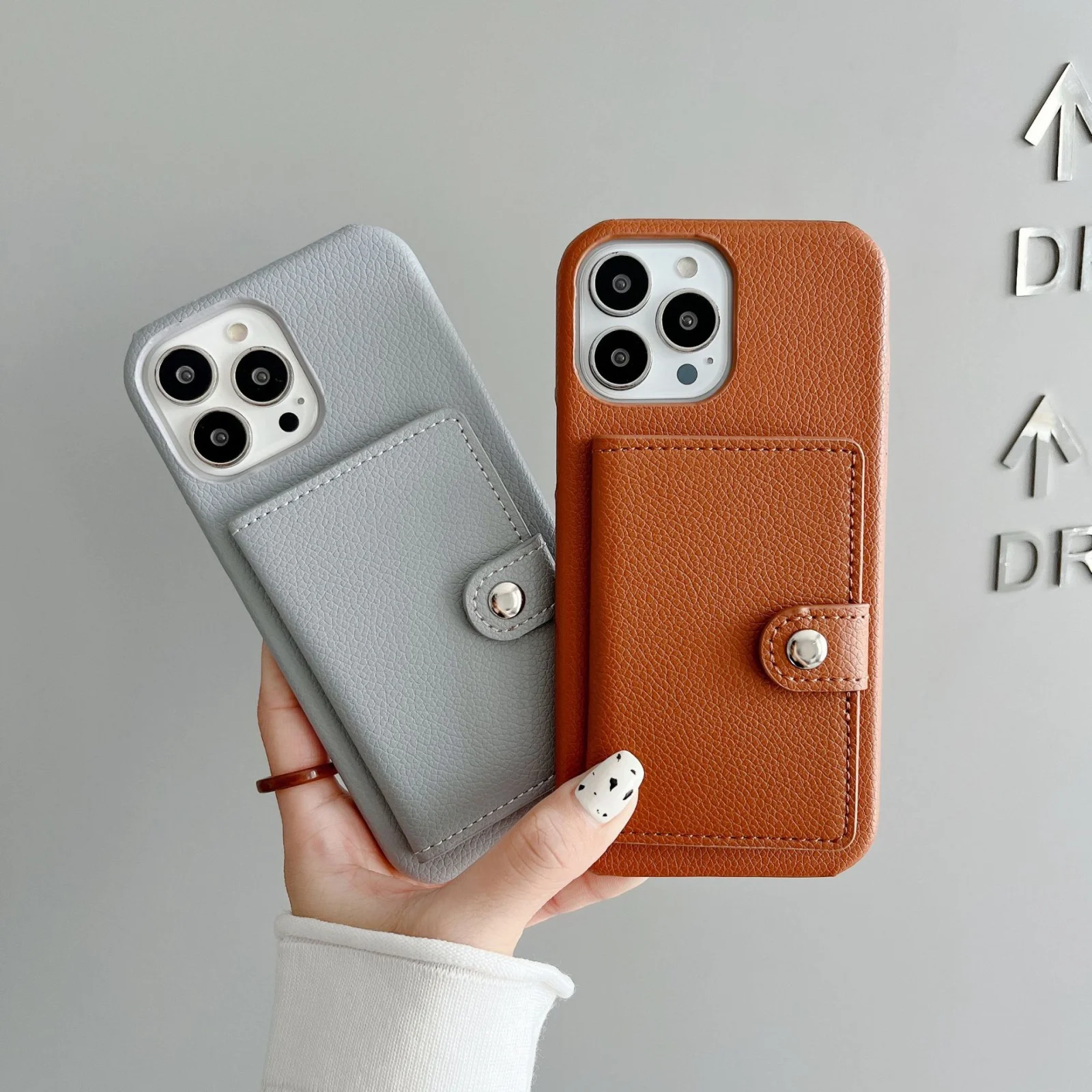 Litchi Pattern Phone Case for iPhone 14 Pro Max 5G Leather Case with Card Slot Shockproof Phone Case Protection Cover