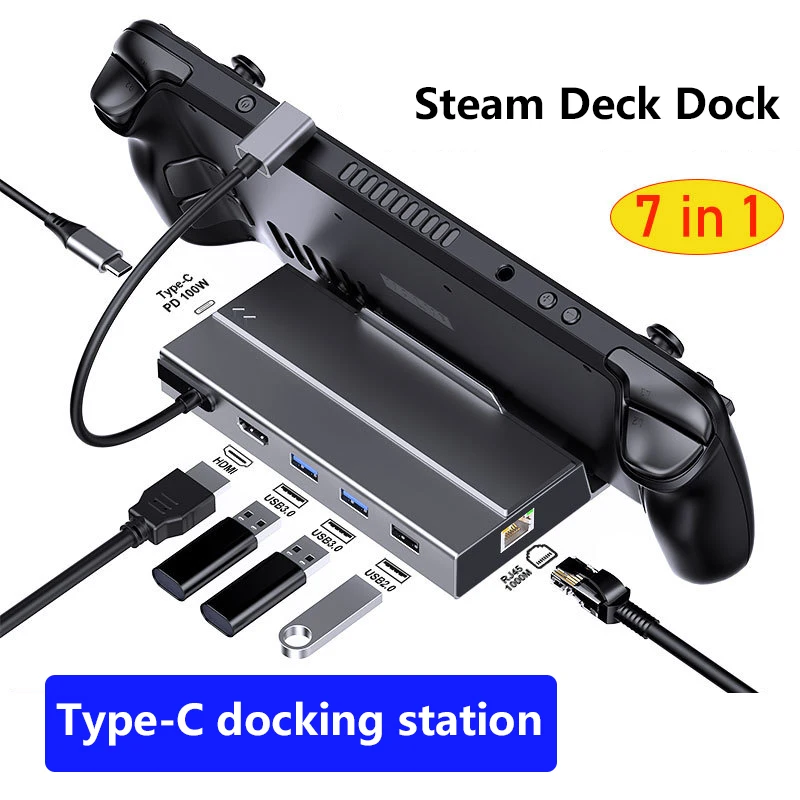 

HDMI-compatible Gigabit Ethernet USB C HUB SSD Dock HD 4K 60Hz Sata Nvme M.2 Steam Deck Docking Station for Nintend Swit