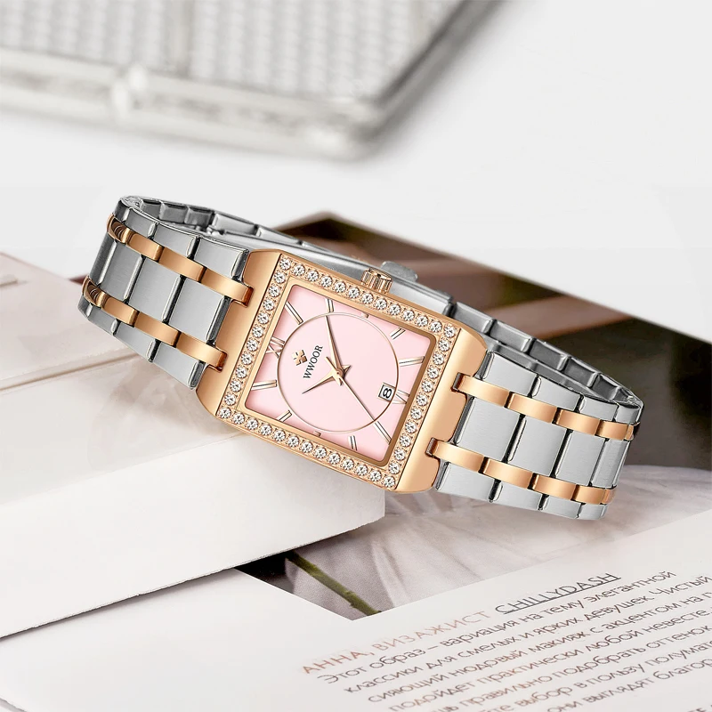 WWOOR Elegant Watch Women High Quality Quartz Stainless Steel Waterproof Ladies Wristwatch Fashion Female Clock Relogio Feminino