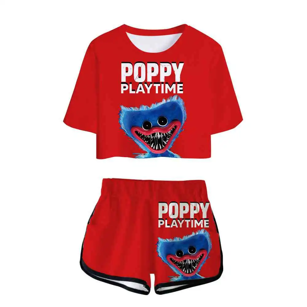 

New Ppop cartoon short sleeve T-shirt and shorts set for women 3D digital printed parent-child clothingSummer fashion Girl suit