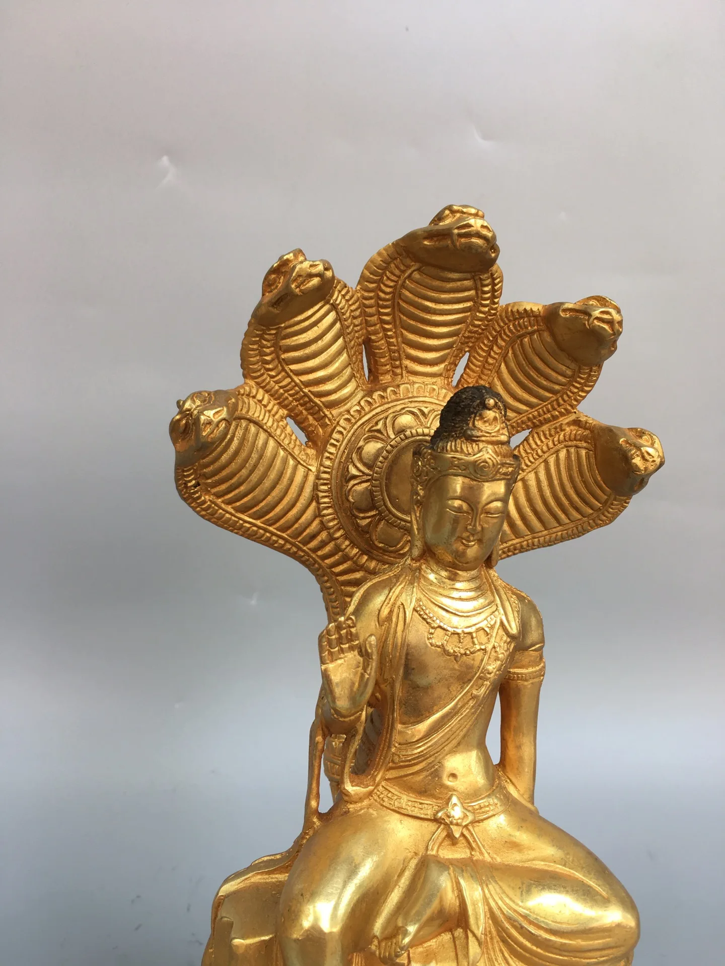 10-дюймовая коллекция тибетского храма старая бронза позолоченная грязь золото