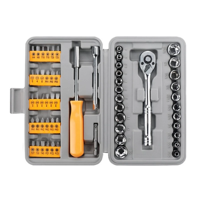 

Шестигранный ключ с храповым механизмом, 57 предметов, набор прочных многоразовых инструментов из хромованадиевой стали