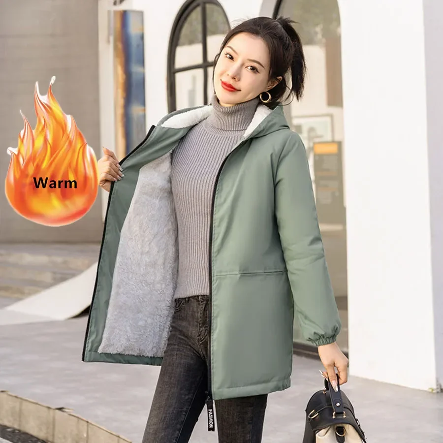 

Новинка 2023 женская зимняя куртка оверсайз с хлопковой подкладкой, утепленное флисовое пальто, женские парки, теплое пальто, зимняя одежда, в...