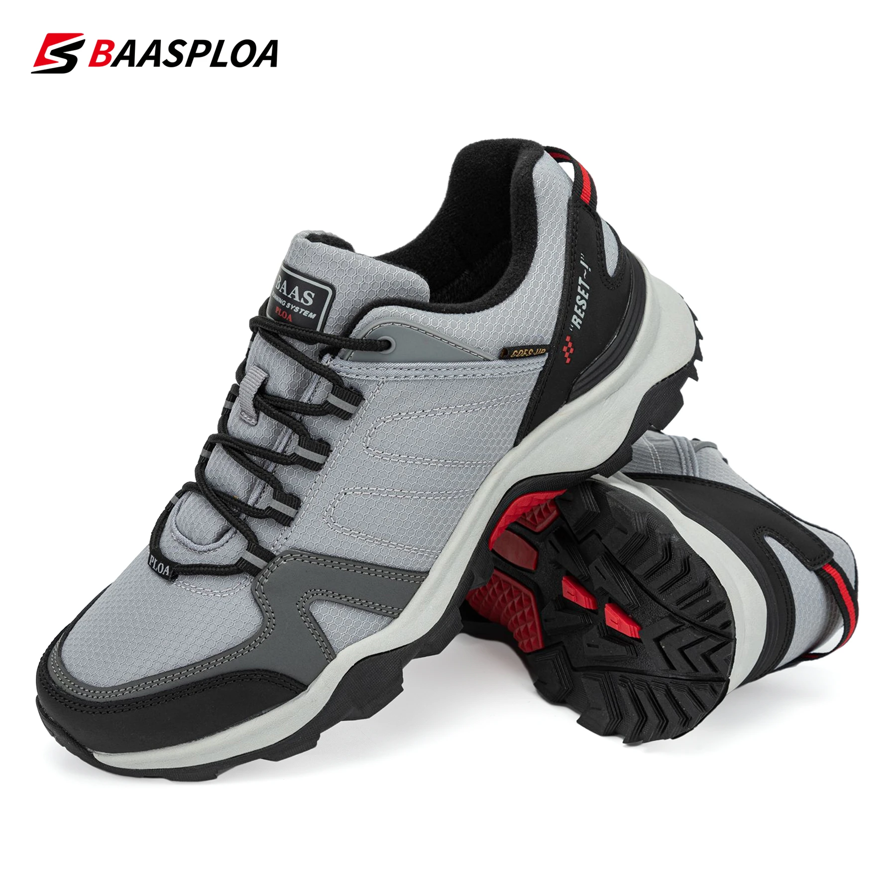 Baasploa 2023 Men Hiking Shoes Non-slip Sneaker Wear-resistant Outdoor Shoes Leather Waterproof Plus Size 41-50 Climbing Shoes