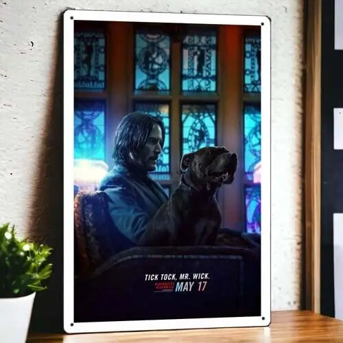 Джон фитиль: Глава 3-Парабеллум 2019 металлический кинопостер Оловянная пленка с