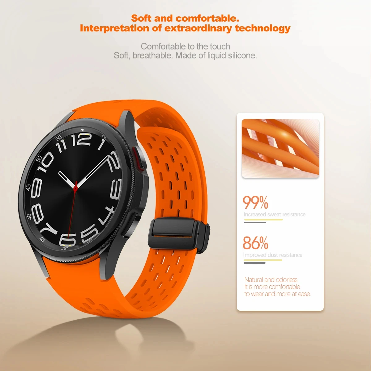 Фото Ремешок силиконовый для Samsung Galaxy Watch 7 FE 6 5 4 Classic 5 Pro 40 мм 44 мм №3