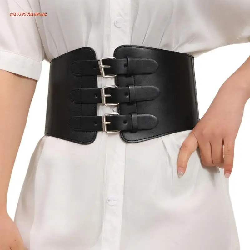

Women Vintage PU Leather Suspenders Waist Belt with Adjustable Holes Belts