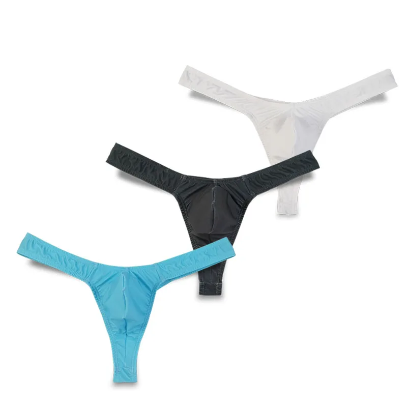 

3PCS Sexy Men Underwear Thongs G Strings Jockstrap Smooth Ice Silky Low Rise Breathable T Back Thong Panties Sissy Gay Underwear