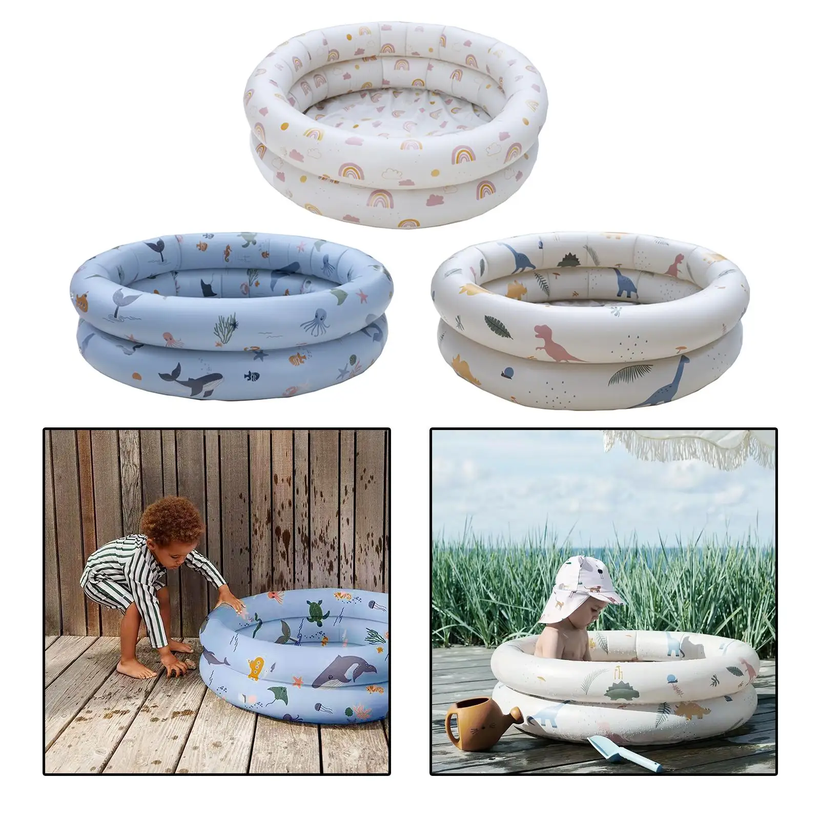 

PVC Inflatable Swimming Pool Round Basin Family Summer Indoor Outdoor for 3-6Y