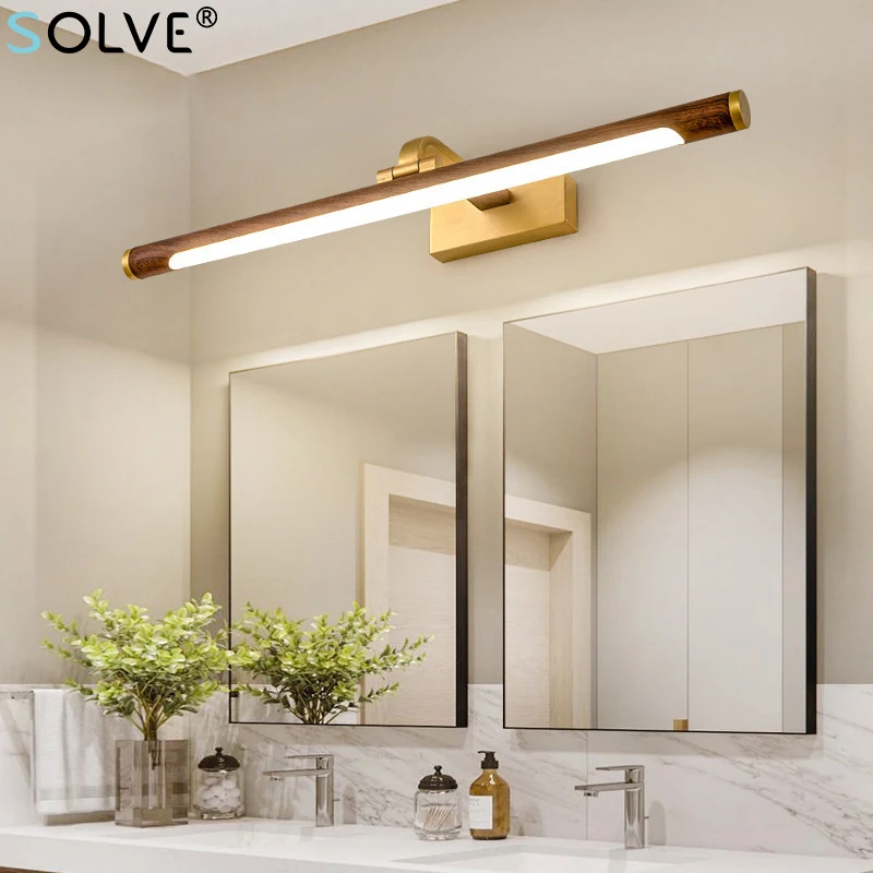 

Современный медный светодиодный светильник для зеркала, простой водонепроницаемый противотуманный настенный светильник для ванной, косме...