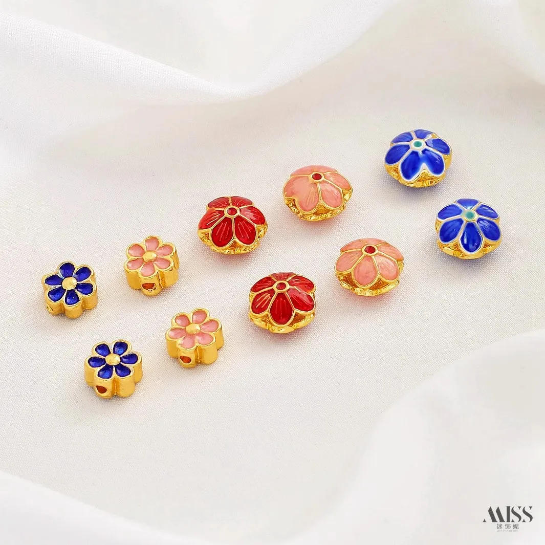 Фото Бусины-разделители Daisy с позолотой 18K, эмалью клуазоне, изображением пейзажа «Тысяча миль» и мантрой «Шесть слов», аксессуары для изготовления украшений своими руками №2