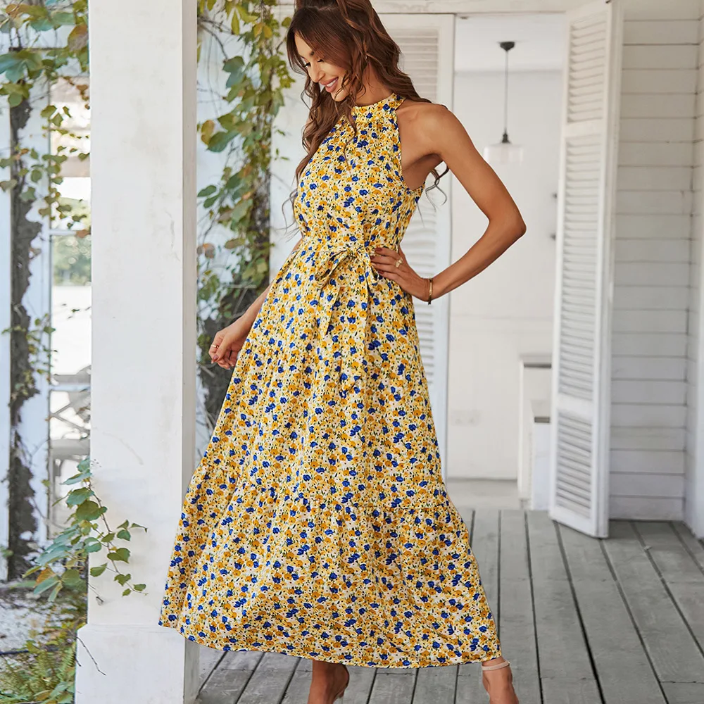 

Женское платье с широкой юбкой, повседневное летнее платье с принтом, 2022