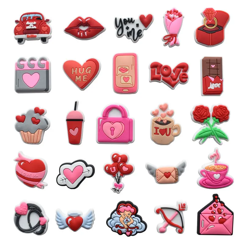  Shoe Charms Accessories Fits for Crocs Single Sale 1pcs Decorations PVC Buckle for Kids Party Christmas Gifts Pins Valentine's D 