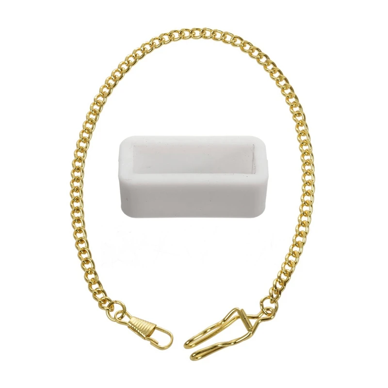 

1 Pcs White Watch Strap 18Mm & 1 Pcs Retro Antique Vintage Pocket Watch Chain Gold