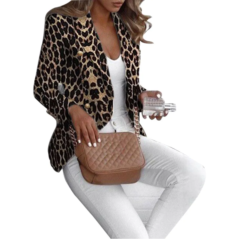 Blazers for Women 2023 Autumn New Fashion Slim Long Sleeve Leopard Print Blazer Jacket Women Coat