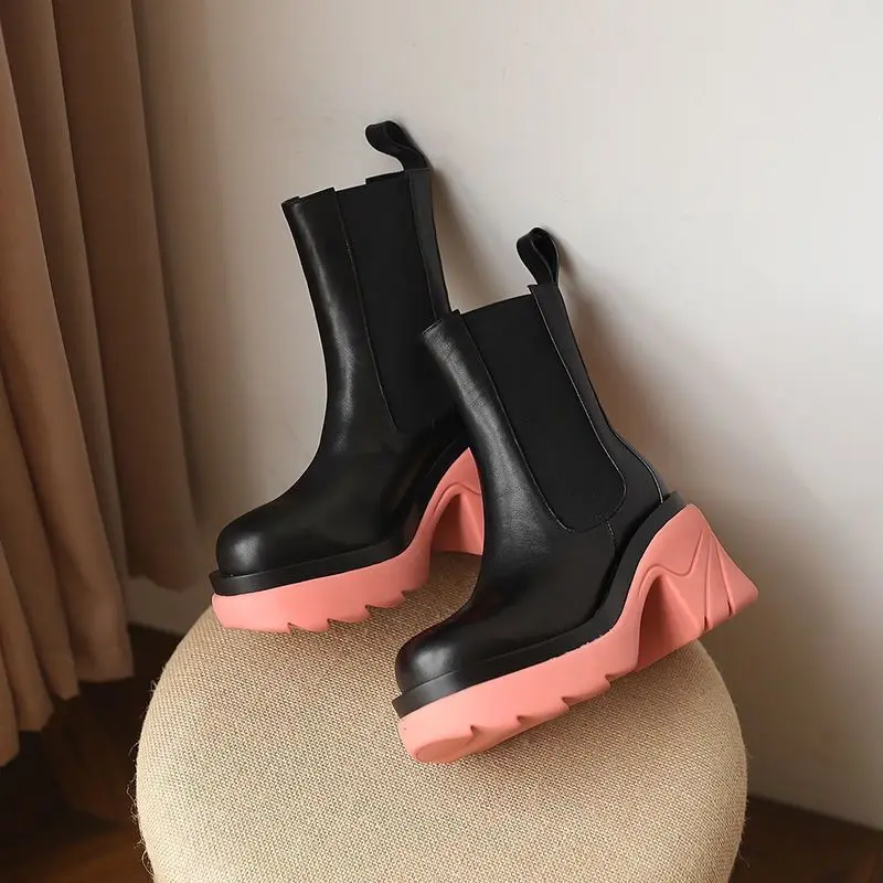 

Designer Winter Women Boots Knee-length Round Toe Casual Square Heel Boots Thick-soled Ladies women shoes fashion ankle boots