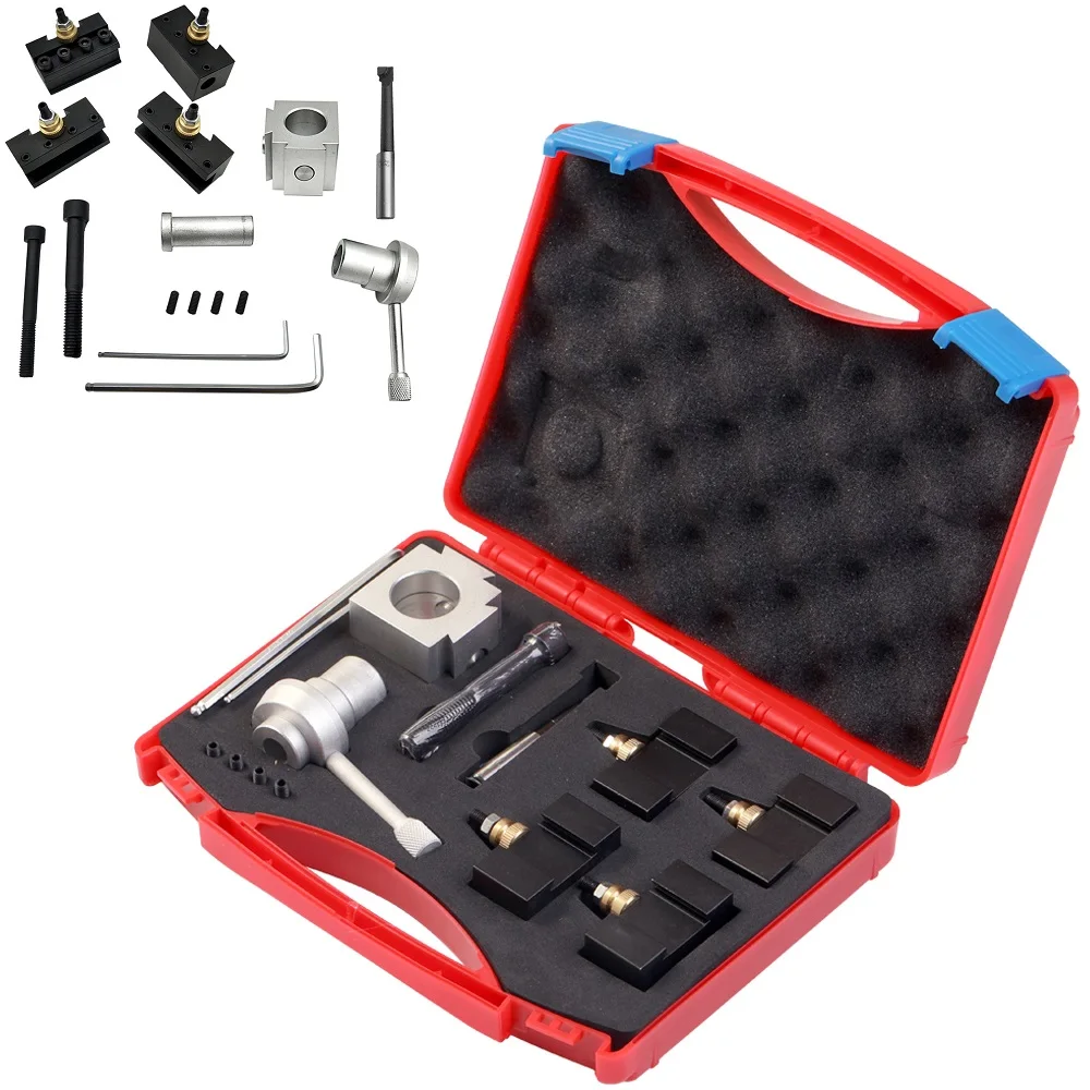 

12pcs Mini Lathe Quick Change Tool Lathe Tool Holder Post Cutter Holder Screw Kit Set Boring Bar Turning Facing Holder Wrench