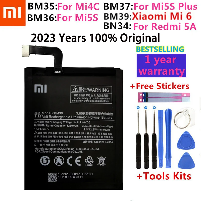 

BM35 BM36 BM37 BM38 BN34 Battery For Xiaomi Redmi 5A 5.0" Mi 4C 5C 4S 5S Plus Mi4C Mi5S Mi5C Replacement Lithium Polymer Bateria